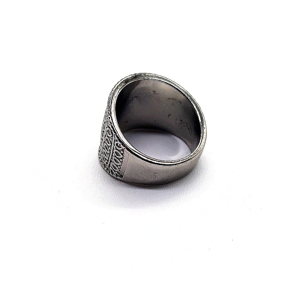 1980s Vintage Boho Aztec Silver tone Cubic Zirconia Ring Size 8 Vintage Style - Picture 4 of 4